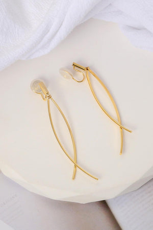 Enchanting 18K Gold Plated Clip On Drop Earrings - MXSTUDIO.COM