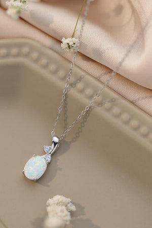 Enchanting 925 Sterling Silver Chain Opal Pendant Necklace - MXSTUDIO.COM