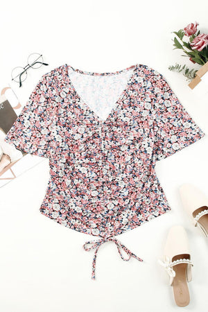 Enchanting Floral Drawstring Blouse - MXSTUDIO.COM