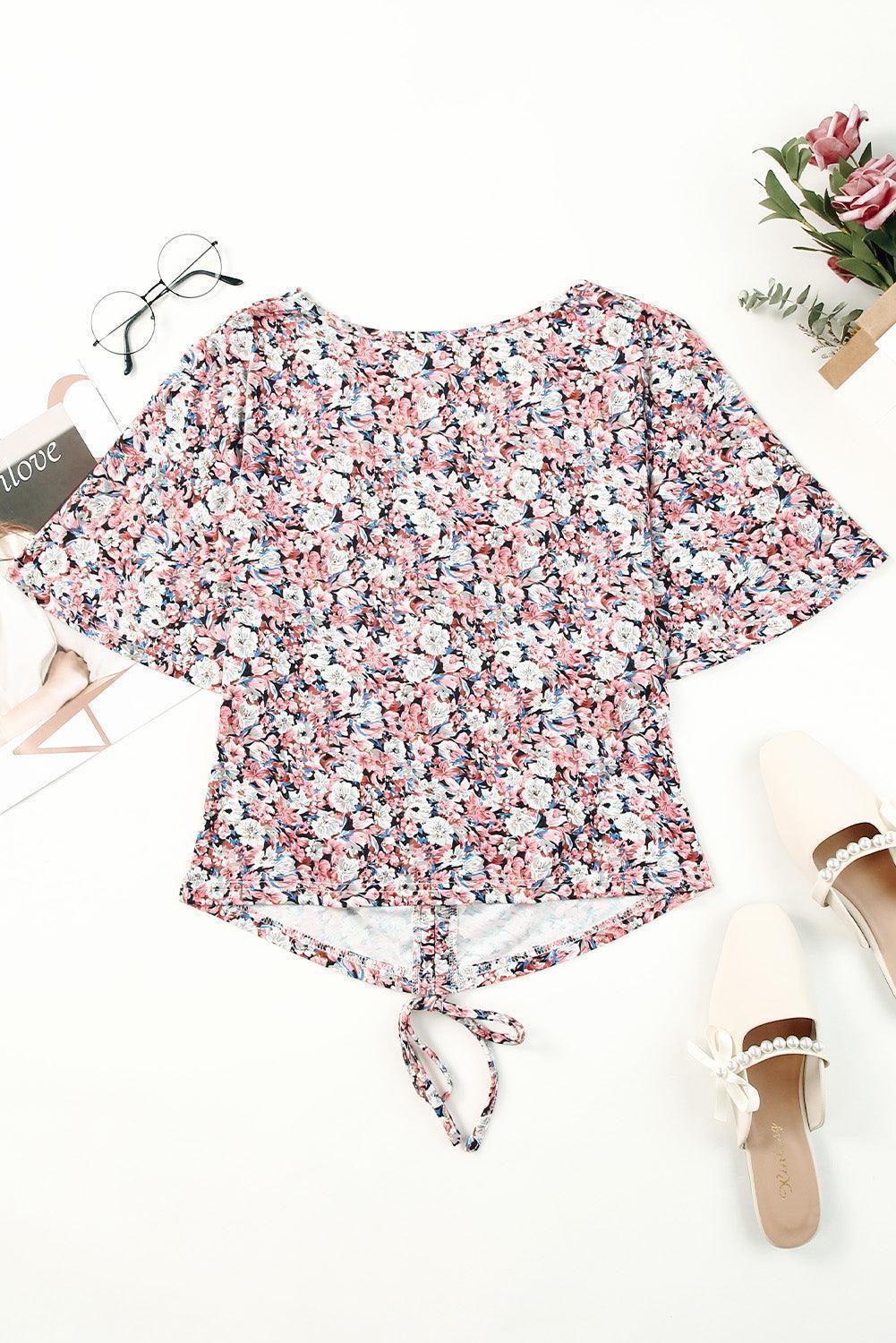 Enchanting Floral Drawstring Blouse - MXSTUDIO.COM