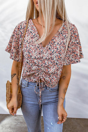 Enchanting Floral Drawstring Blouse - MXSTUDIO.COM