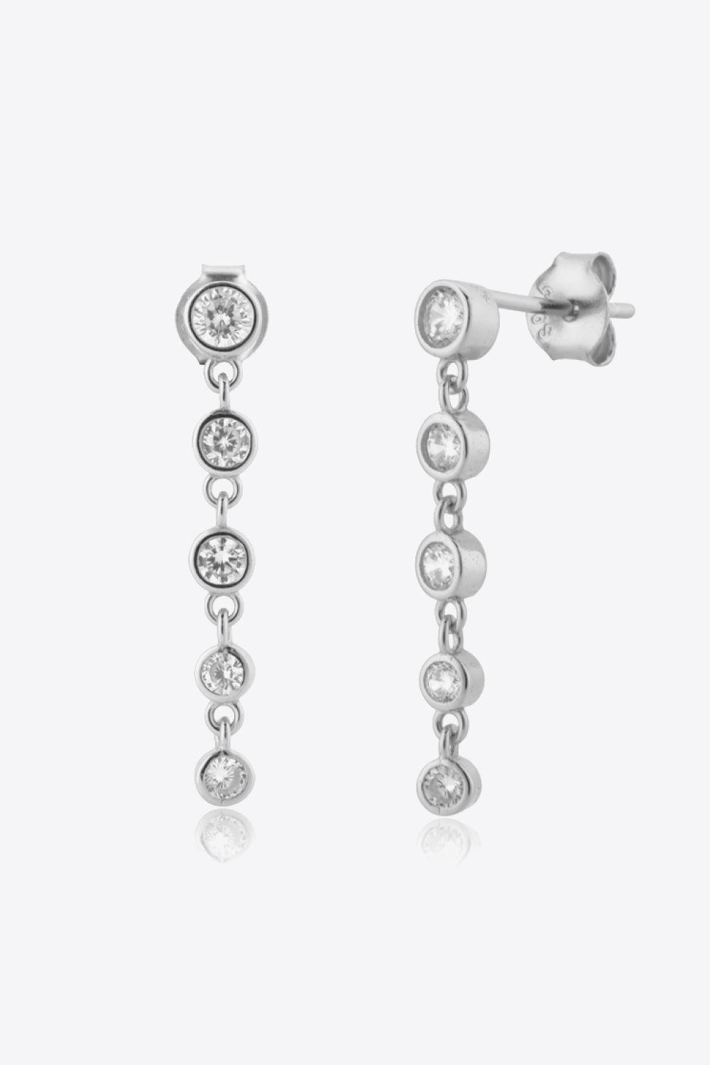 Enchanting Inlaid Zircon Sterling Silver Drop Earrings - MXSTUDIO.COM