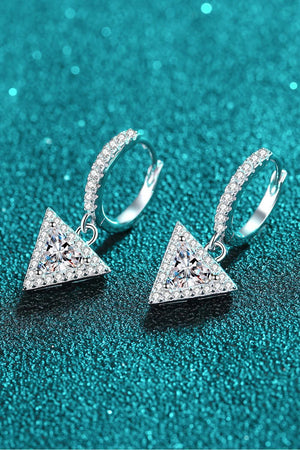 Encrusted Accents 1 Carat Moissanite Triangle Drop Earrings - MXSTUDIO.COM