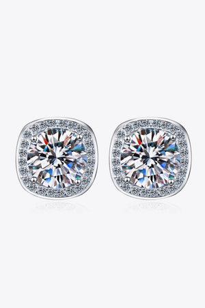 Encrusted Cushion Cut 1 Carat Moissanite Stud Earrings - MXSTUDIO.COM