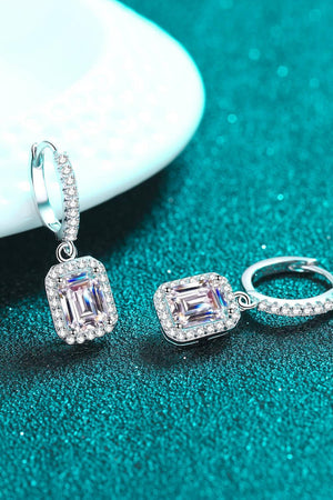 Encrusted Emerald Cut 2 Carat Moissanite Drop Earrings - MXSTUDIO.COM