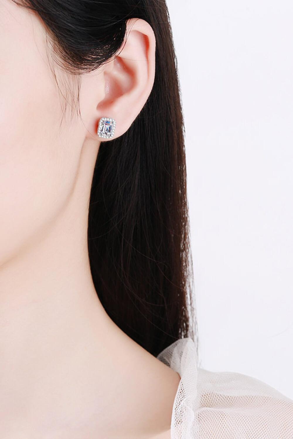 Encrusted Emerald Cut 2 Carat Moissanite Stud Earrings - MXSTUDIO.COM