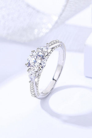 Endearing Platinum-Plated 1 Carat Moissanite Ring - MXSTUDIO.COM