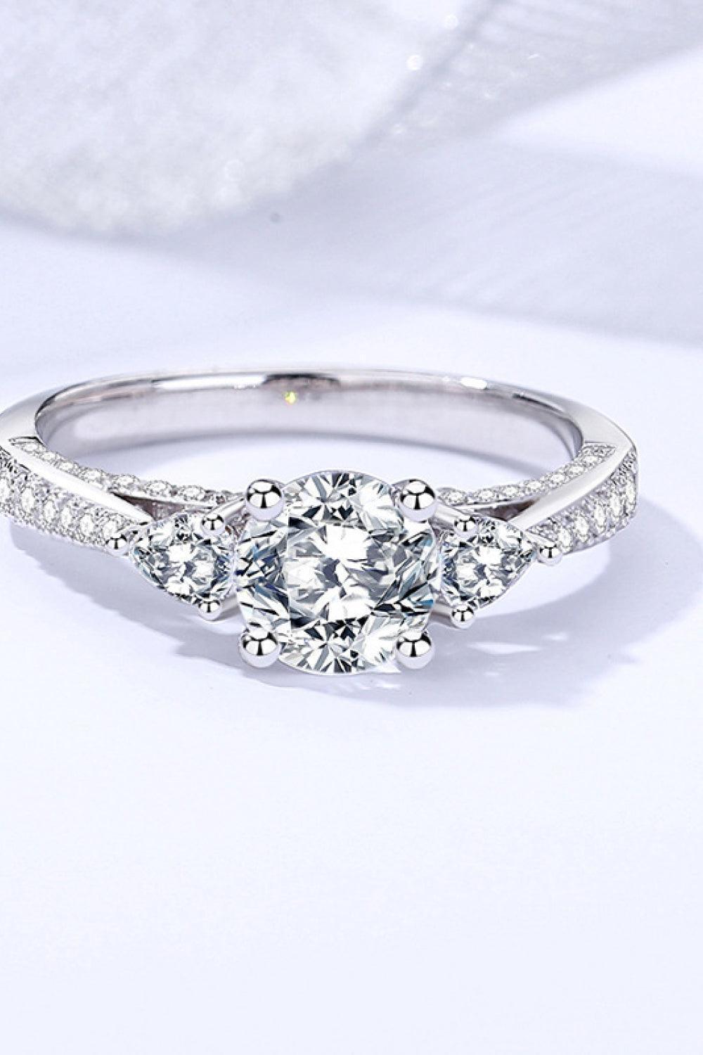 Endearing Platinum-Plated 1 Carat Moissanite Ring - MXSTUDIO.COM