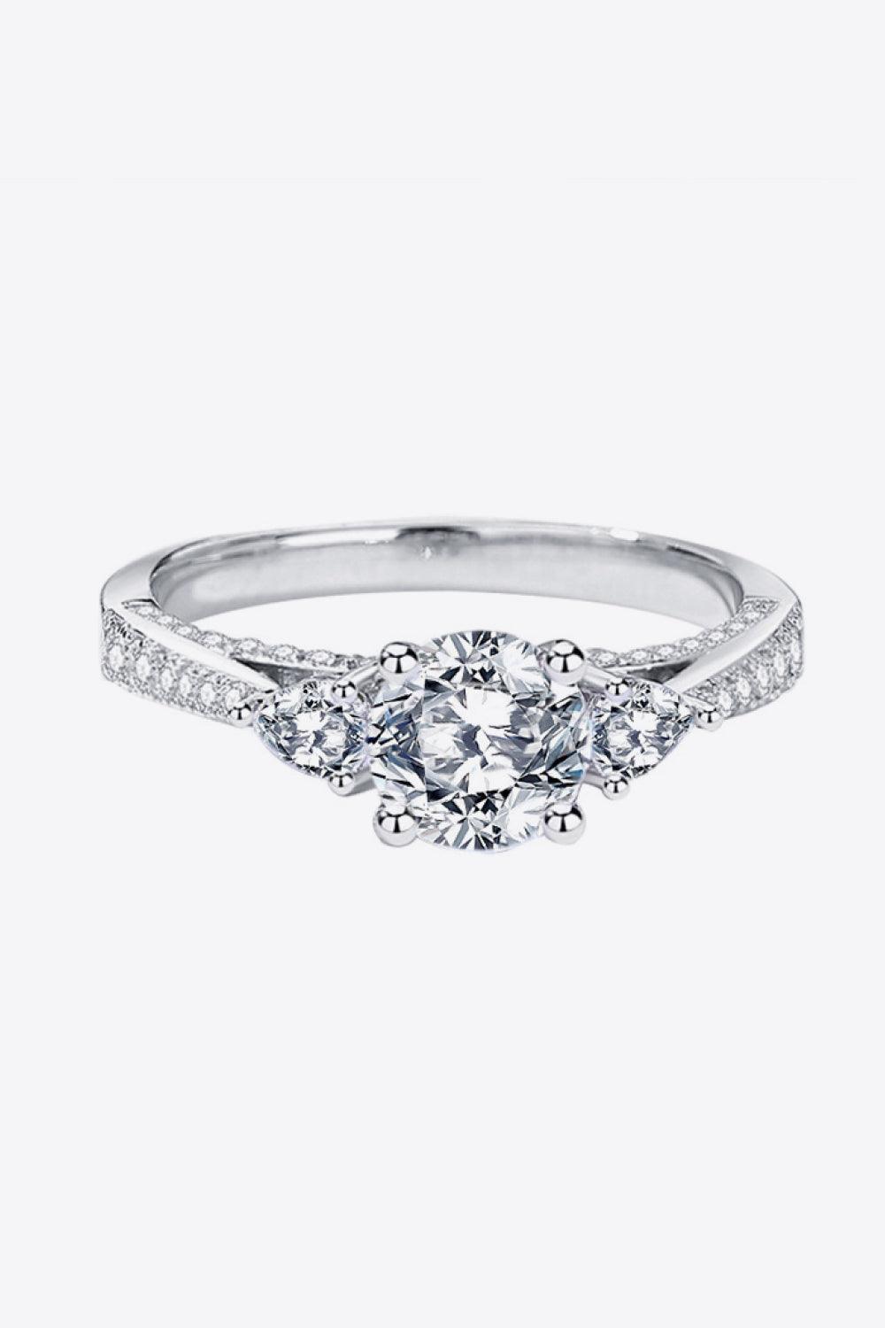 Endearing Platinum-Plated 1 Carat Moissanite Ring - MXSTUDIO.COM