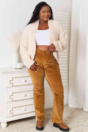 Enduring Coziness Cream Plus Size Open Front Cardigan - MXSTUDIO.COM