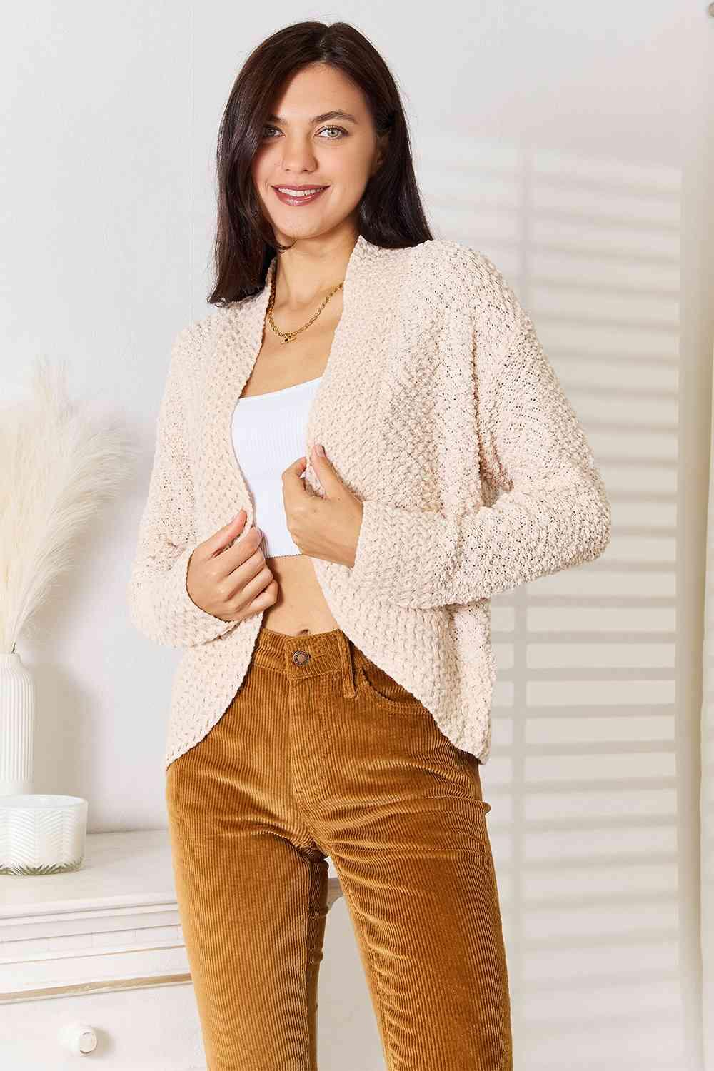 Enduring Coziness Cream Plus Size Open Front Cardigan - MXSTUDIO.COM