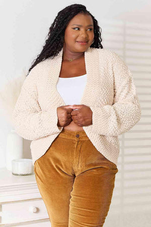 Enduring Coziness Cream Plus Size Open Front Cardigan - MXSTUDIO.COM