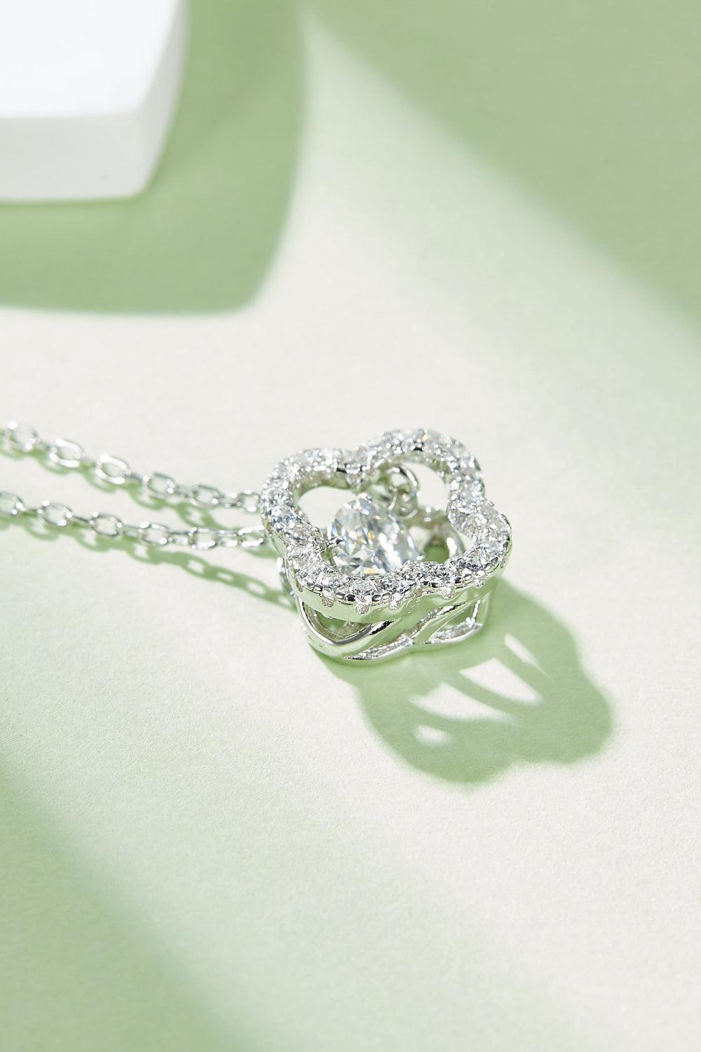 Enduring Four Leaf Clover Pendant Moissanite Necklace - MXSTUDIO.COM