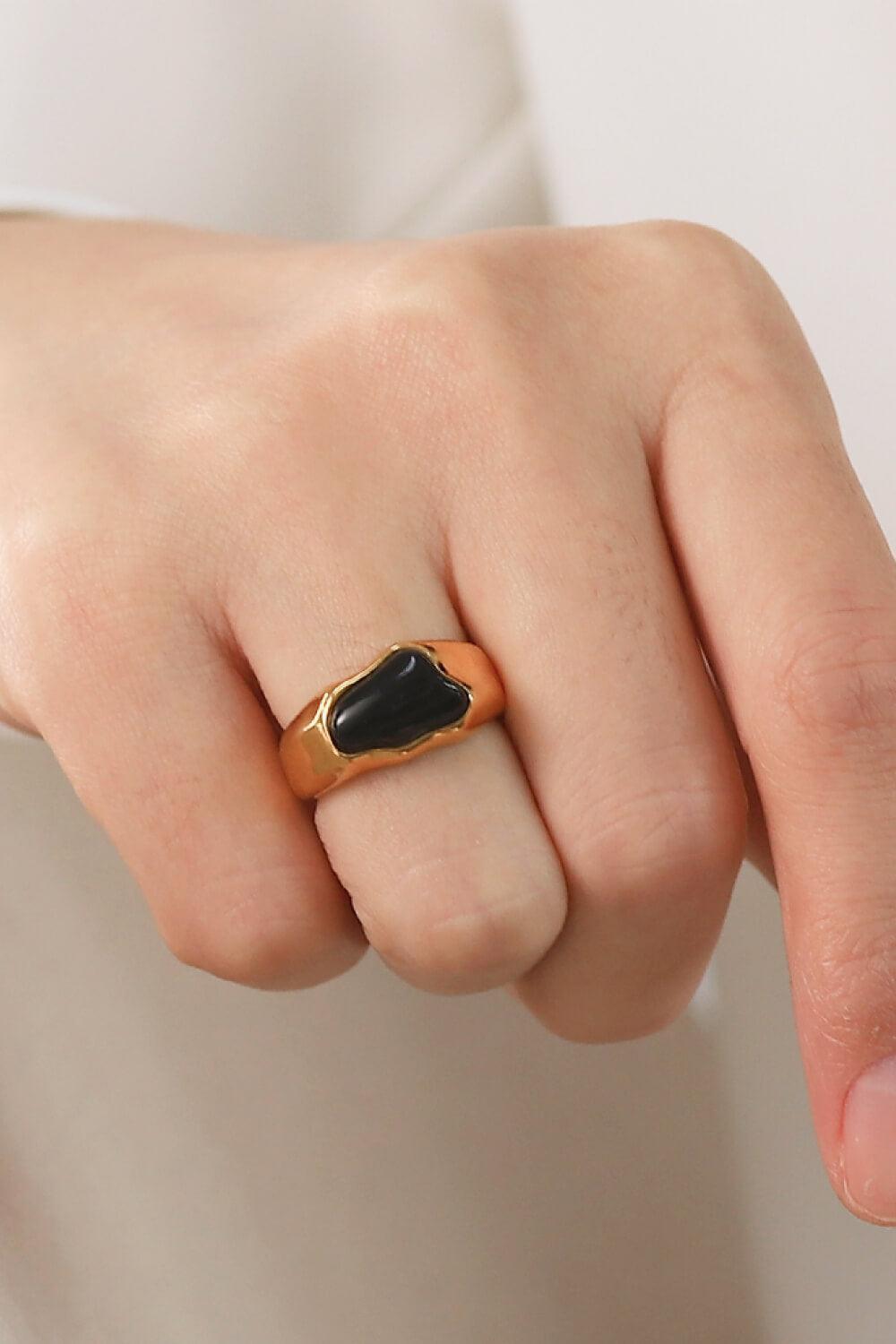 Enduring Inlaid Natural Stone Stainless Steel Ring - MXSTUDIO.COM