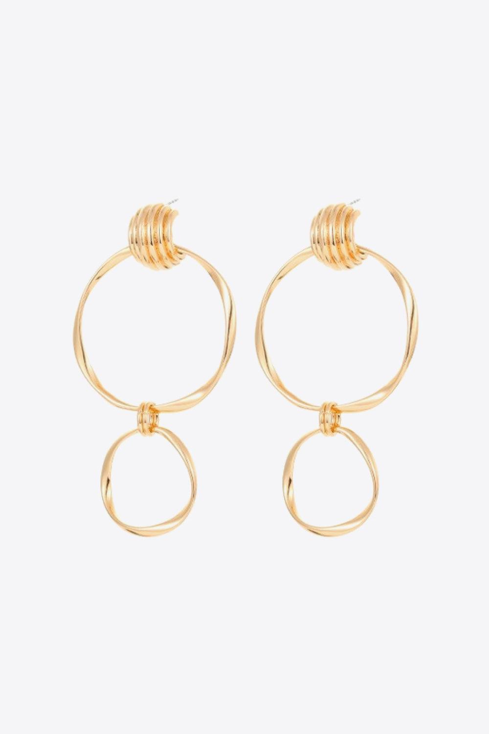 Engaging Gold Plated Double Hoop Drop Earrings - MXSTUDIO.COM