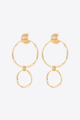 Engaging Gold Plated Double Hoop Drop Earrings - MXSTUDIO.COM