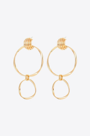 Engaging Gold Plated Double Hoop Drop Earrings - MXSTUDIO.COM