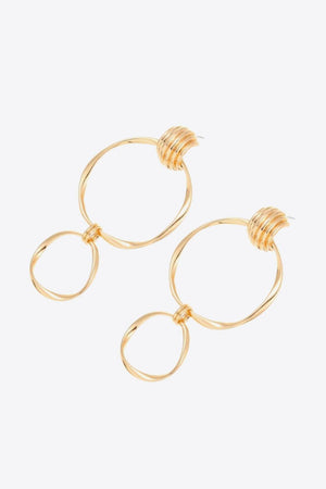 Engaging Gold Plated Double Hoop Drop Earrings - MXSTUDIO.COM