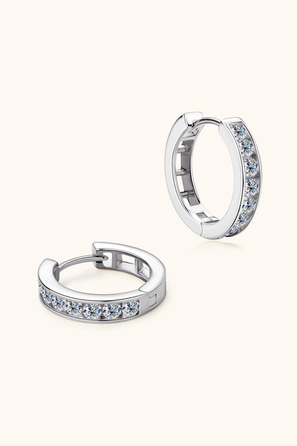 Engrossing Sterling Silver Moissanite Huggie Earrings - MXSTUDIO.COM