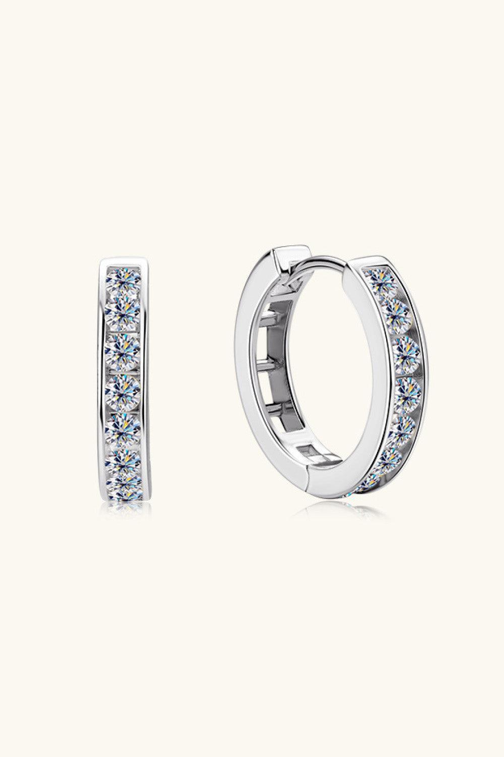 Engrossing Sterling Silver Moissanite Huggie Earrings - MXSTUDIO.COM