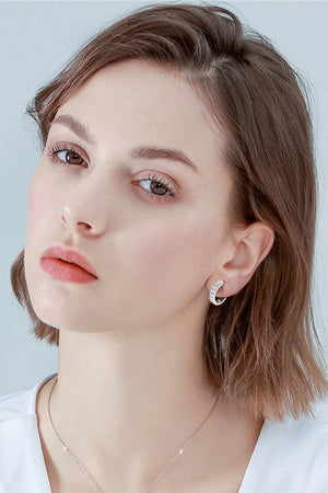 Engrossing Sterling Silver Moissanite Huggie Earrings - MXSTUDIO.COM