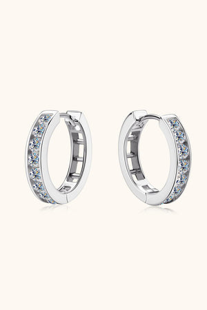 Engrossing Sterling Silver Moissanite Huggie Earrings - MXSTUDIO.COM