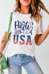 Enjoy Crew Neck Graphic Party In The USA T Shirt - MXSTUDIO.COM