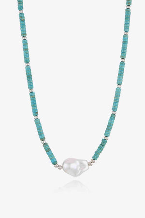 Enjoyable Ensemble Turquoise And Pearl Necklace-MXSTUDIO.COM