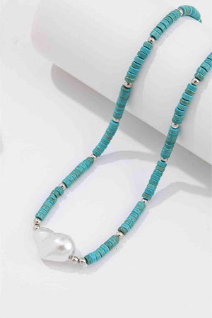 Enjoyable Ensemble Turquoise And Pearl Necklace-MXSTUDIO.COM