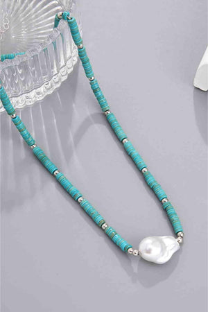 Enjoyable Ensemble Turquoise And Pearl Necklace-MXSTUDIO.COM