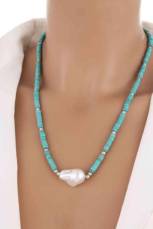 Enjoyable Ensemble Turquoise And Pearl Necklace-MXSTUDIO.COM