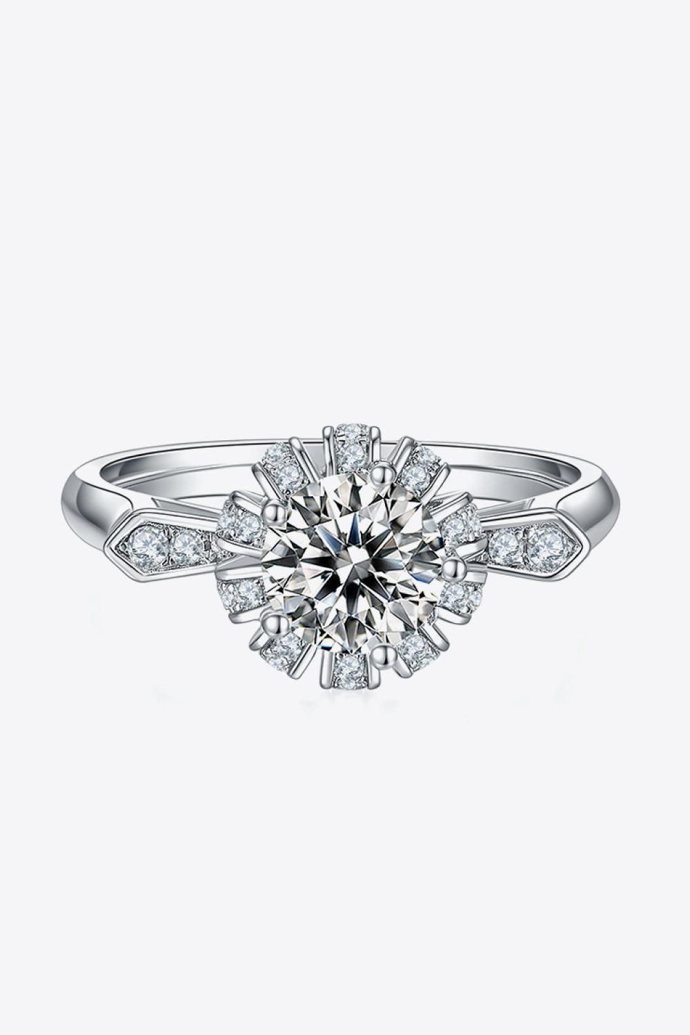 Enlivening 925 Sterling Silver 1 Carat Moissanite Ring - MXSTUDIO.COM