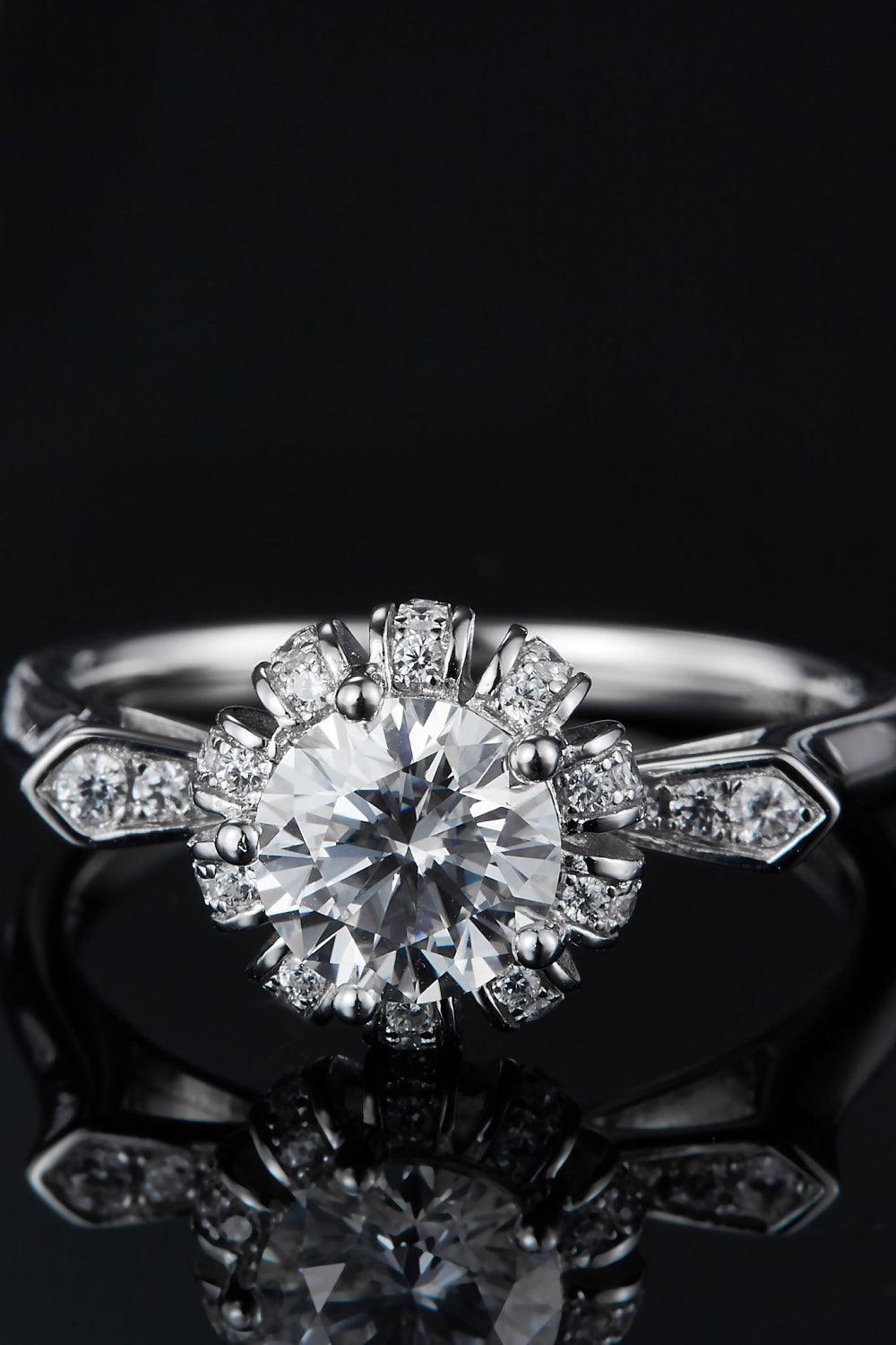 Enlivening 925 Sterling Silver 1 Carat Moissanite Ring - MXSTUDIO.COM