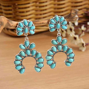 Enrich Your Allurement Artificial Turquoise Drop Earrings-MXSTUDIO.COM