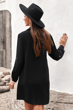 Enthusiastic Black Leopard Patch Shirt Dress - MXSTUDIO.COM