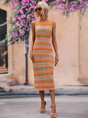 Enthusiastic Striped Cover Up Dress - MXSTUDIO.COM