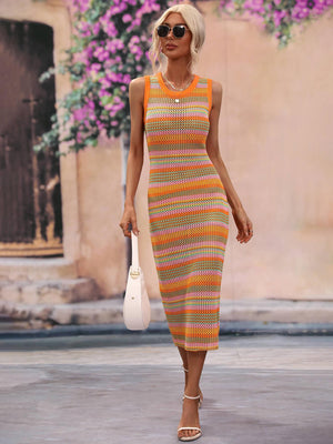 Enthusiastic Striped Cover Up Dress - MXSTUDIO.COM