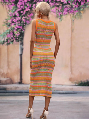 Enthusiastic Striped Cover Up Dress - MXSTUDIO.COM