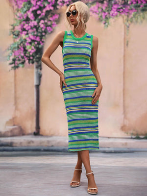 Enthusiastic Striped Cover Up Dress - MXSTUDIO.COM