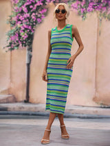 Enthusiastic Striped Cover Up Dress - MXSTUDIO.COM