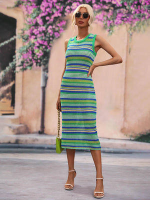 Enthusiastic Striped Cover Up Dress - MXSTUDIO.COM