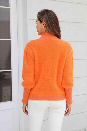 Enthusiastic Winter Turtle Neck Fuzzy Sweater - MXSTUDIO.COM