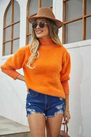 Enthusiastic Winter Turtle Neck Fuzzy Sweater - MXSTUDIO.COM