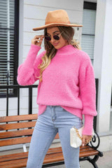 Enthusiastic Winter Turtle Neck Fuzzy Sweater - MXSTUDIO.COM