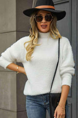 Enthusiastic Winter Turtle Neck Fuzzy Sweater - MXSTUDIO.COM