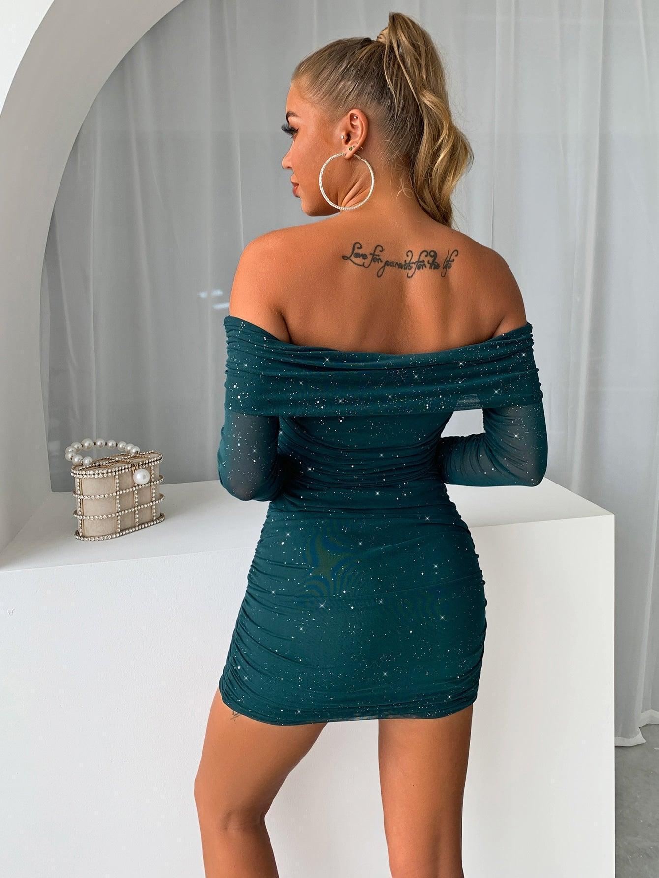 Enticing Off-Shoulder Mini Dress - MXSTUDIO.COM