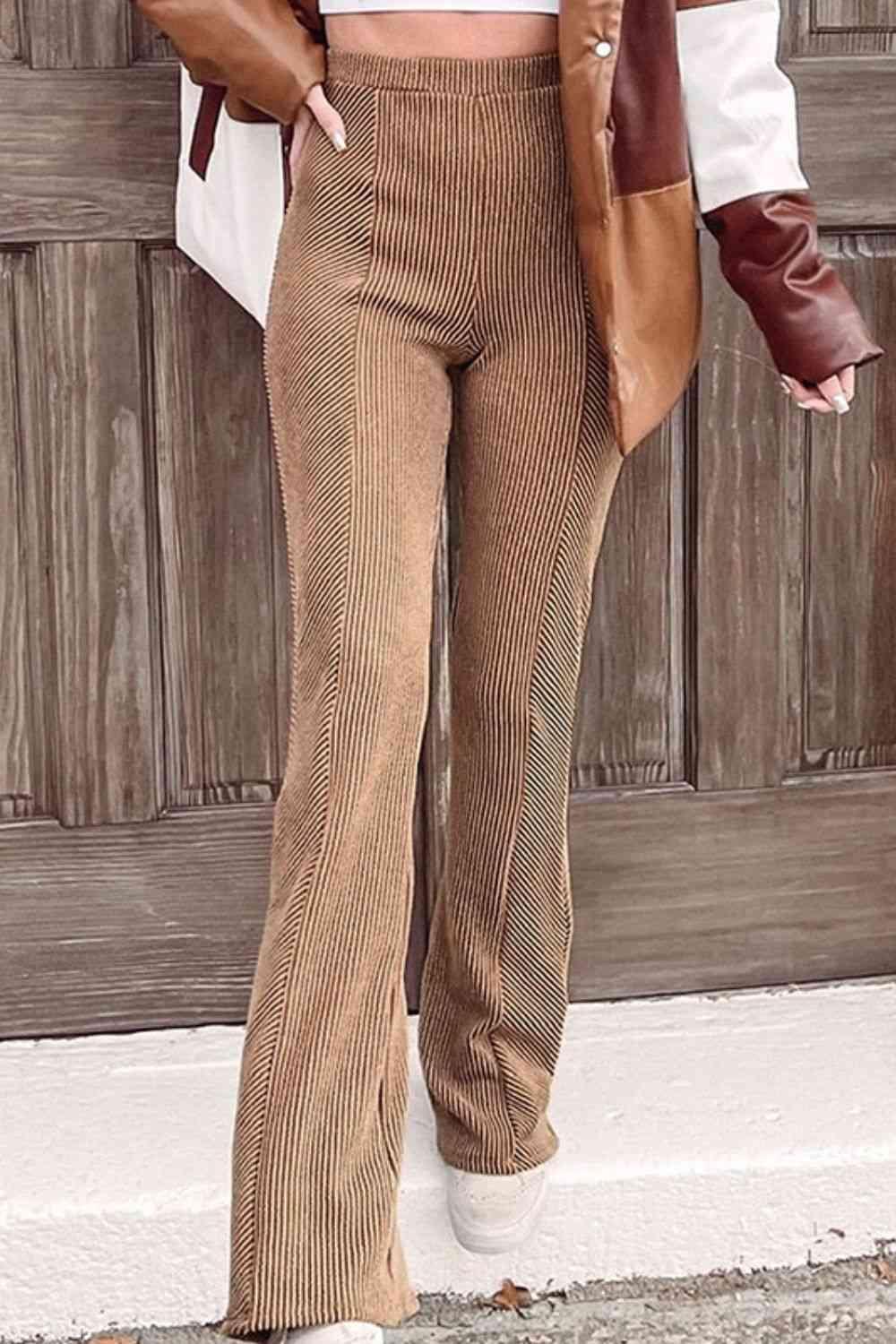Entrance In Style Printed Long Tan Flare Pants - MXSTUDIO.COM