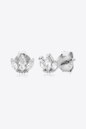 Entrancing Zircon Decor Sterling Silver Studs Earrings - MXSTUDIO.COM