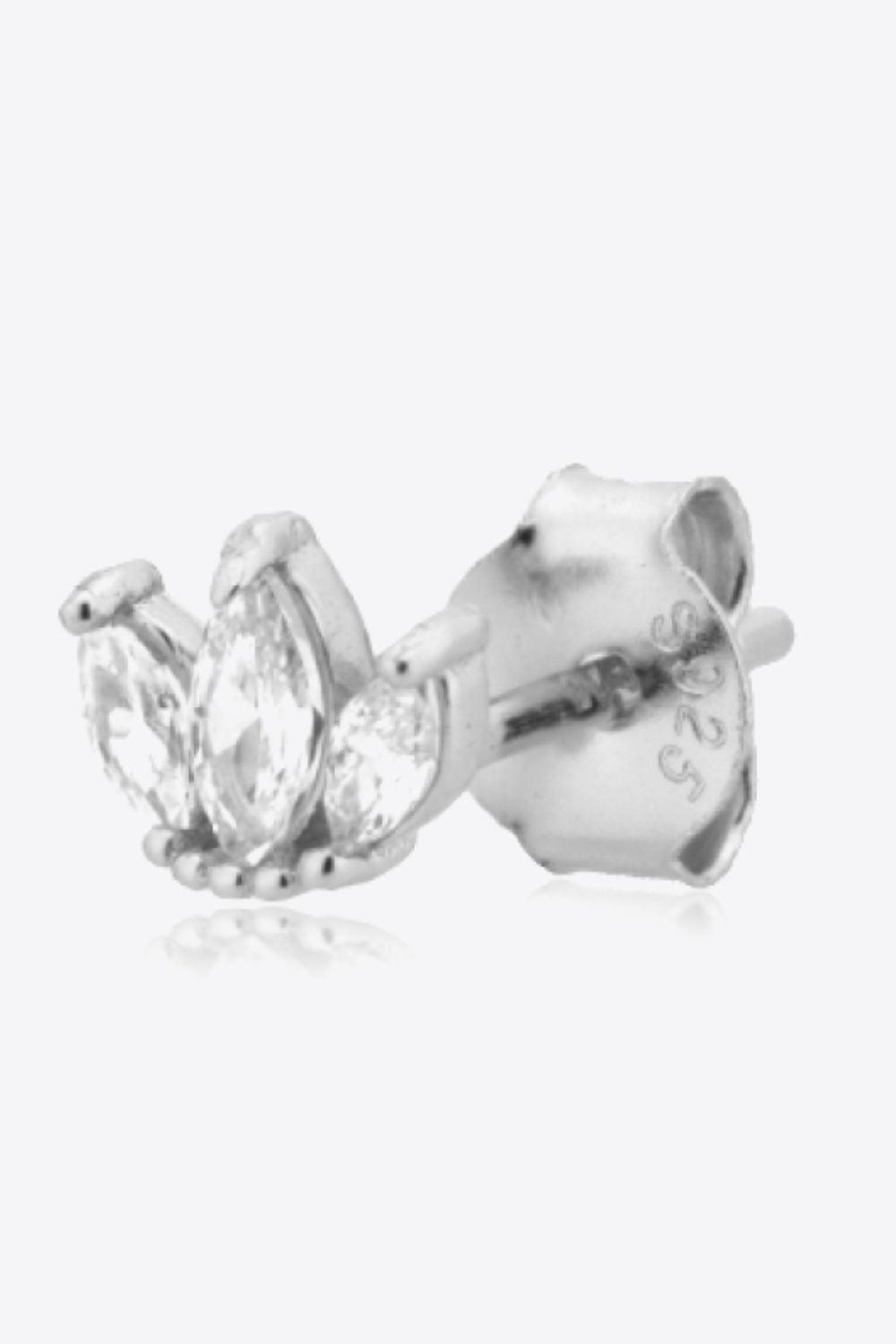 Entrancing Zircon Decor Sterling Silver Studs Earrings - MXSTUDIO.COM