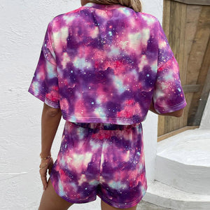 Epic Half Sleeve Round Neck Tie Dye Shorts Set - MXSTUDIO.COM